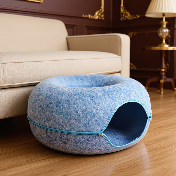 FELVO Twofold, Zip-Apart Felt Tunnel Bed styled in a warm modern interior