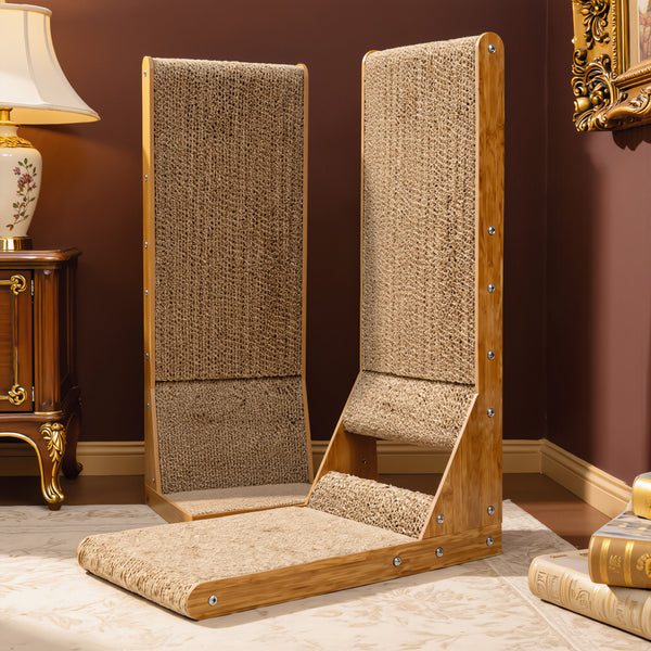 FELVO Totem, Wooden Scratch Tower styled in a warm modern interior