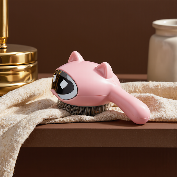 FELVO Sleek, Steel-Pin Grooming Brush styled in a warm modern interior