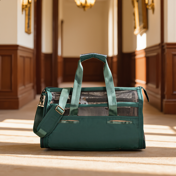 FELVO Forest Weekend Bag, Deep Green Structured Duffel styled in a warm modern interior