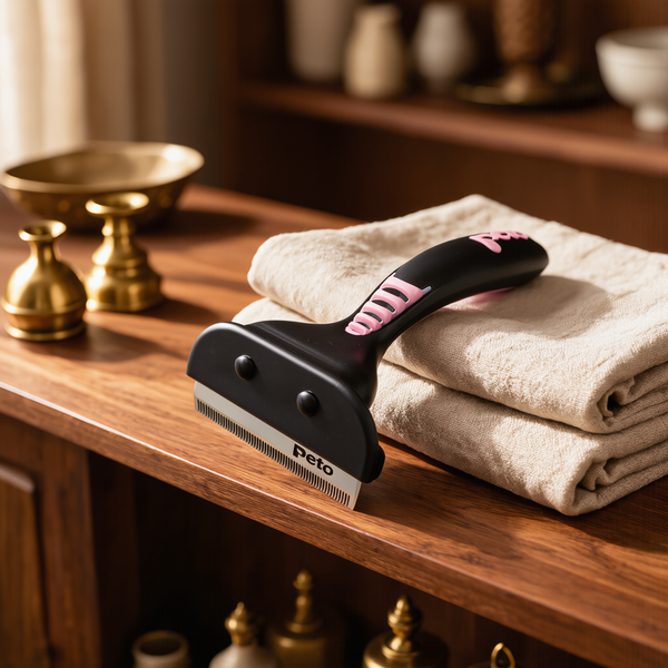 FELVO Vapor, Rechargeable Steam Grooming Brush styled in a warm modern interior