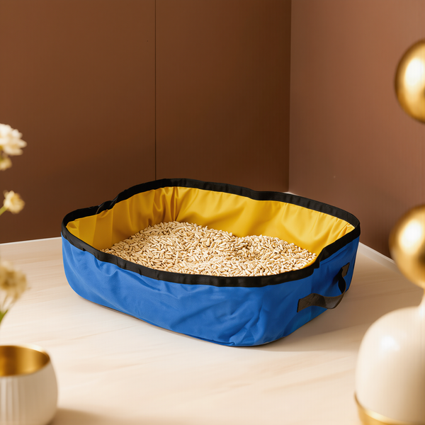 FELVO Oxford Loo, Foldable Travel Litter Box styled in a warm modern interior