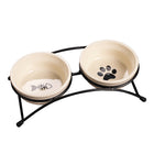 FELVO Forge, Elevated Ceramic Bowls on Iron Stand, product photo 2