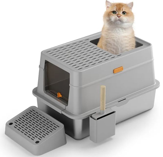 FELVO Steel Vault, Pedal Stainless Litter Box, product photo 1