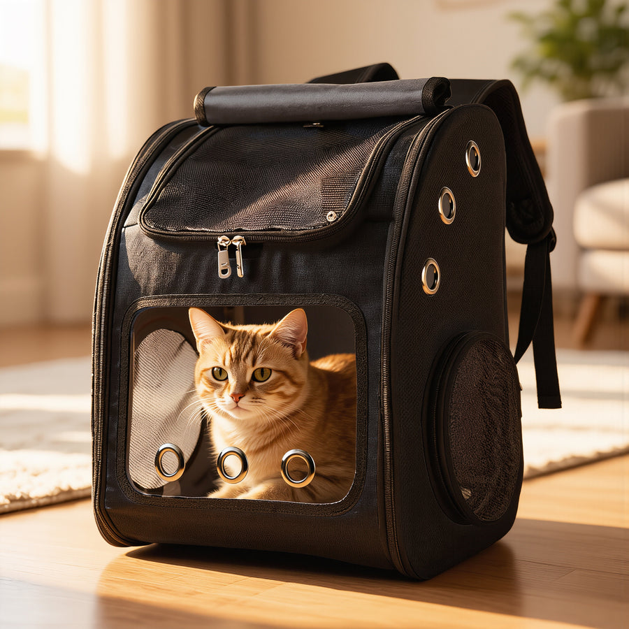 FELVO Wander, Linen-Texture Cat Backpack in use