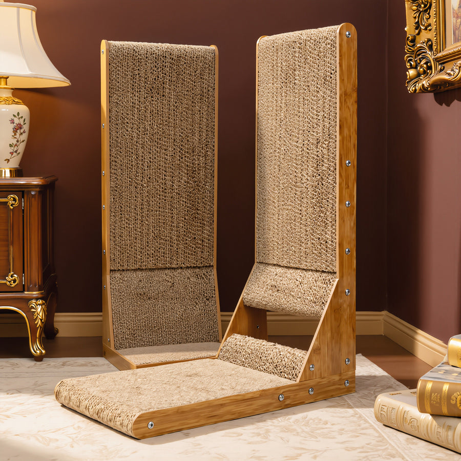 FELVO Totem, Wooden Scratch Tower styled in a warm modern interior