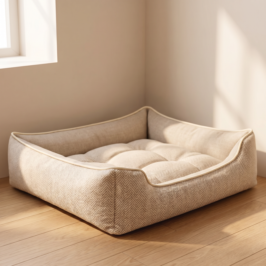 FELVO Soft Landing, Washable Cotton Cat Bed in beige, product photo
