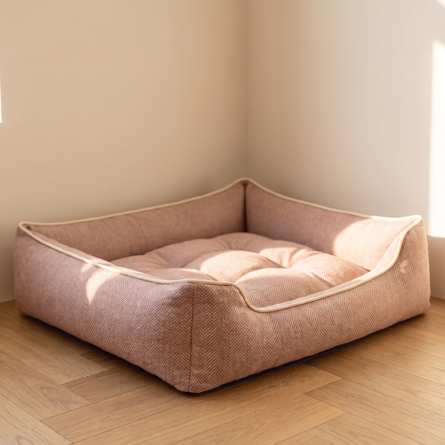 FELVO Soft Landing, Washable Cotton Cat Bed in blush pink, product photo