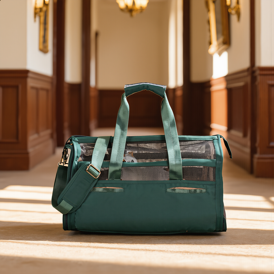 FELVO Forest Weekend Bag, Deep Green Structured Duffel styled in a warm modern interior