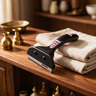 FELVO Vapor, Rechargeable Steam Grooming Brush styled in a warm modern interior