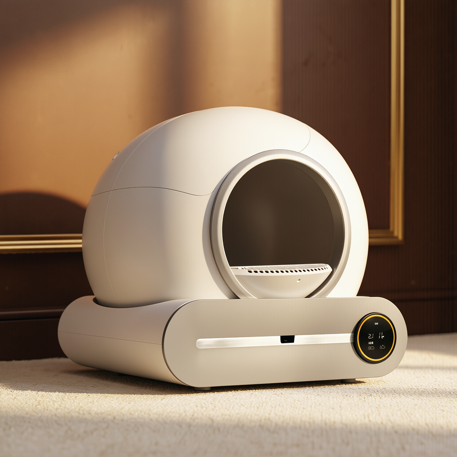 FELVO Auto Clean, Self-Cleaning Litter Box styled in a warm modern interior