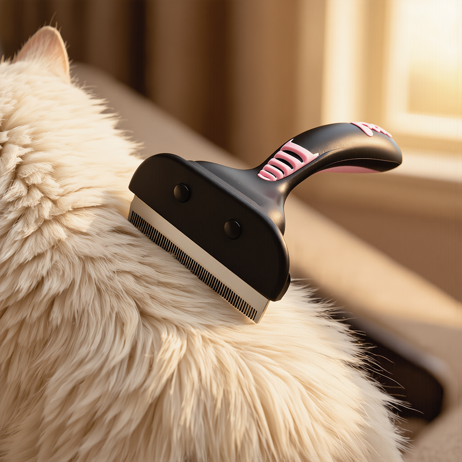 FELVO Velvet, De-Shedding Grooming Brush in use