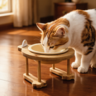 FELVO Timber, Ceramic Bowl Set with Wooden Stand in use