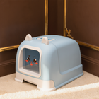 FELVO Recess, Enclosed Litter Box with Sliding Drawer styled in a warm modern interior