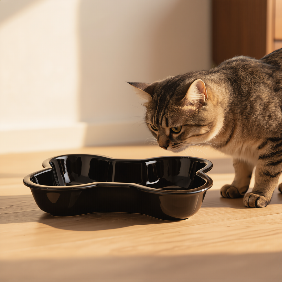 FELVO Tilt, Raised Ceramic Comfort Bowl in use