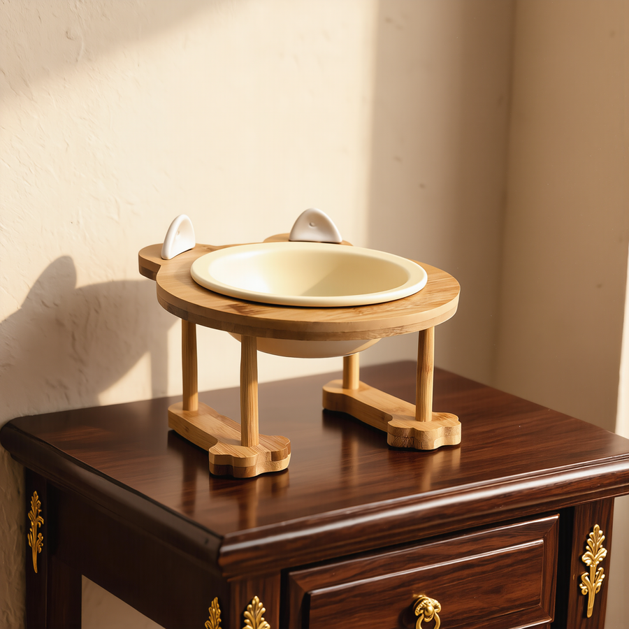 FELVO Timber, Ceramic Bowl Set with Wooden Stand styled in a warm modern interior