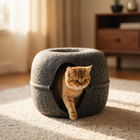 FELVO Cocoon, Wool-Felt Convertible Cat Tunnel in use