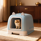 FELVO Recess, Enclosed Litter Box with Sliding Drawer in use