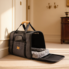 FELVO Sojourn, Foldable Soft Travel Crate styled in a warm modern interior