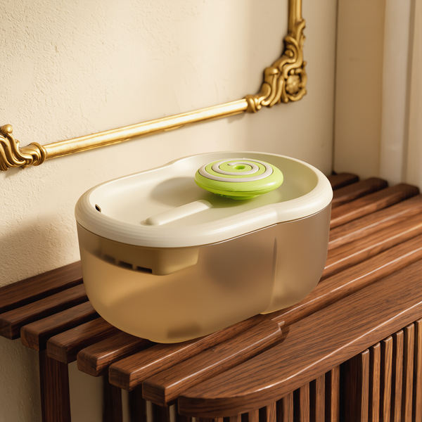 FELVO Hush, Ultra-Quiet Automatic Water Fountain styled in a warm modern interior