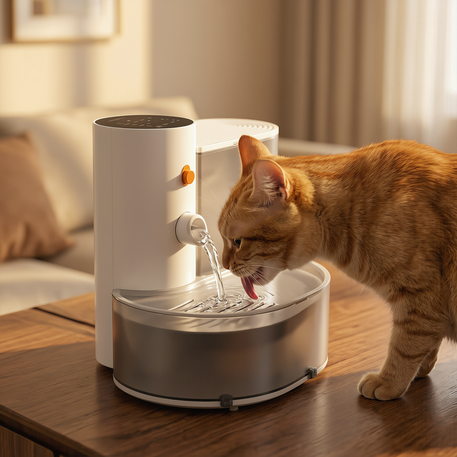 FELVO Roam, Cordless Rechargeable Water Fountain in use