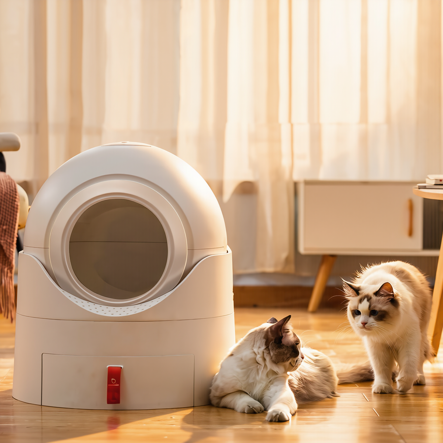 FELVO Pivot, Semi-Automatic Enclosed Litter Box in use