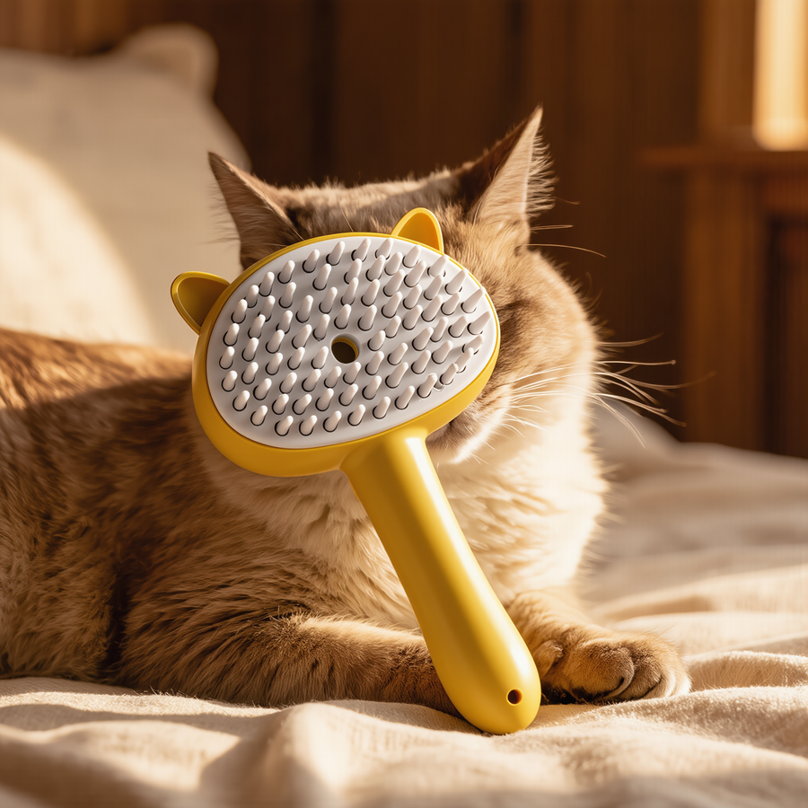 FELVO Mist, Anti-Static Grooming Brush in use