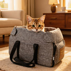 FELVO Linen Carry, Grey Linen-Texture Tote in use