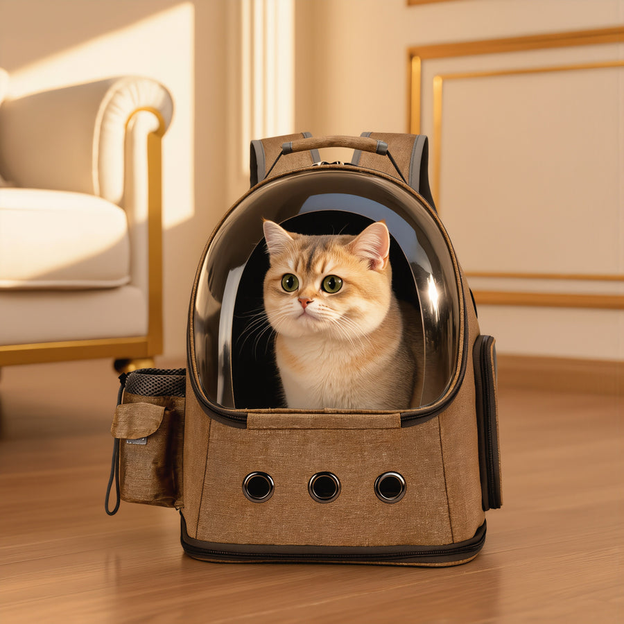 FELVO Bubble Pack, Soft Grey Capsule-Window Carrier in use