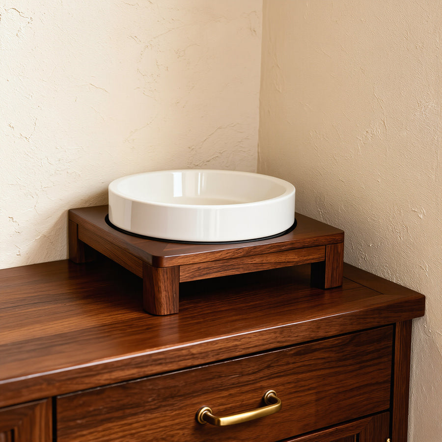 FELVO Grove, Low Solid-Wood Bowl Table styled in a warm modern interior