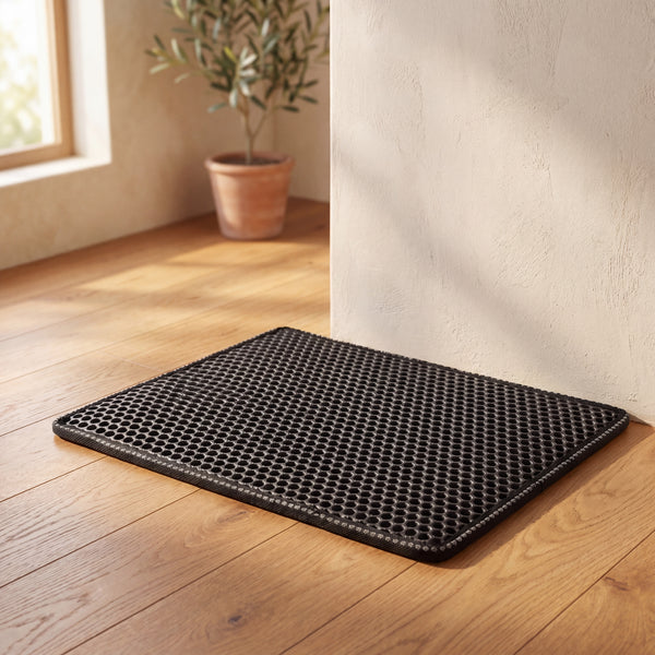 FELVO Threshold, Double-Layer Litter Mat styled in a warm modern interior