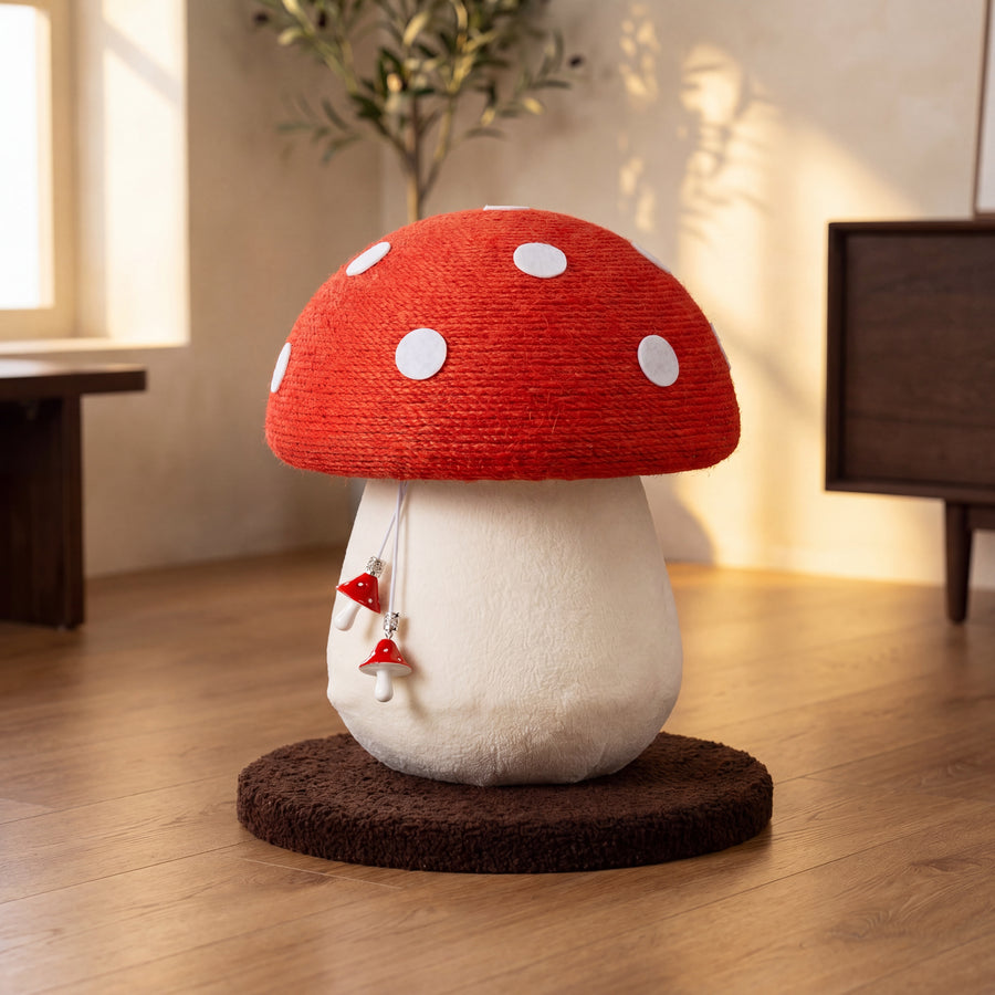 FELVO Toadstool, Mushroom Sisal Scratcher styled in a warm modern interior